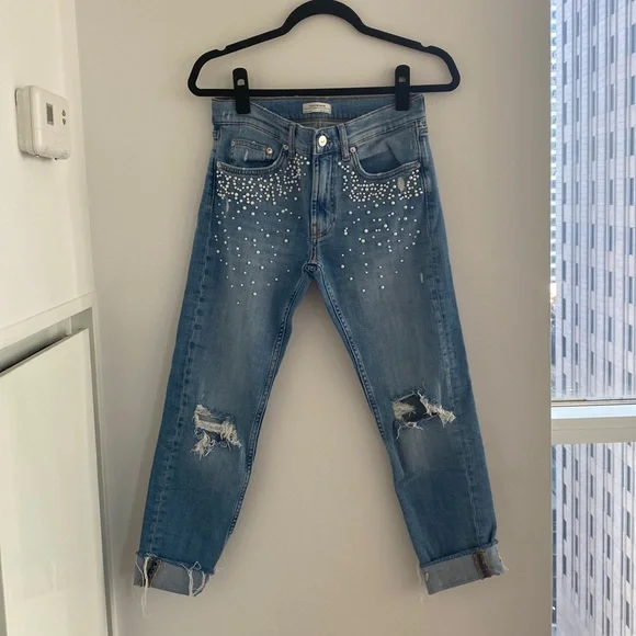 Zara Jeans Zara Jeans With Pearls Poshmark